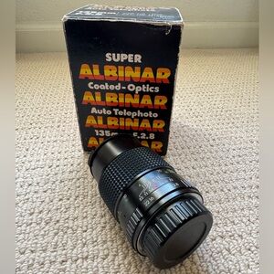 Vintage NOS super Albinar 135mm F 2.8 auto telephoto coated lens